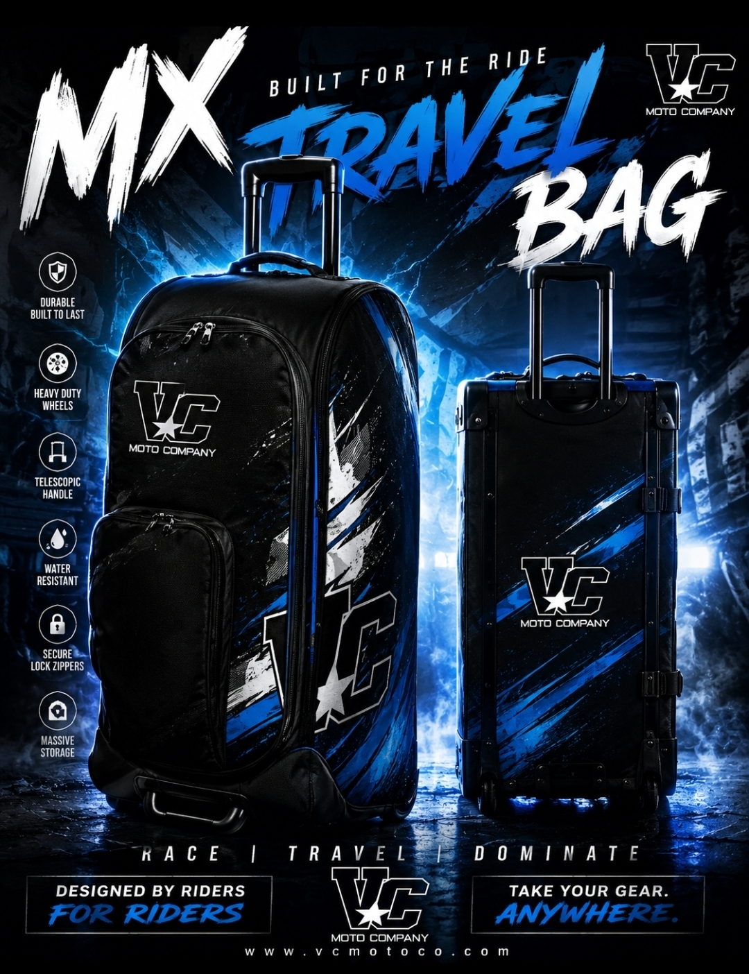 VC CUSTOM DESIGN MX GEAR BAG / TRAVEL TROLLEY BAG